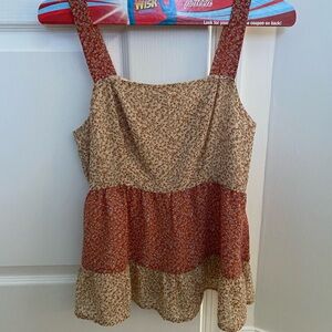 Paper Crane Floral Blouse - Red and Tan